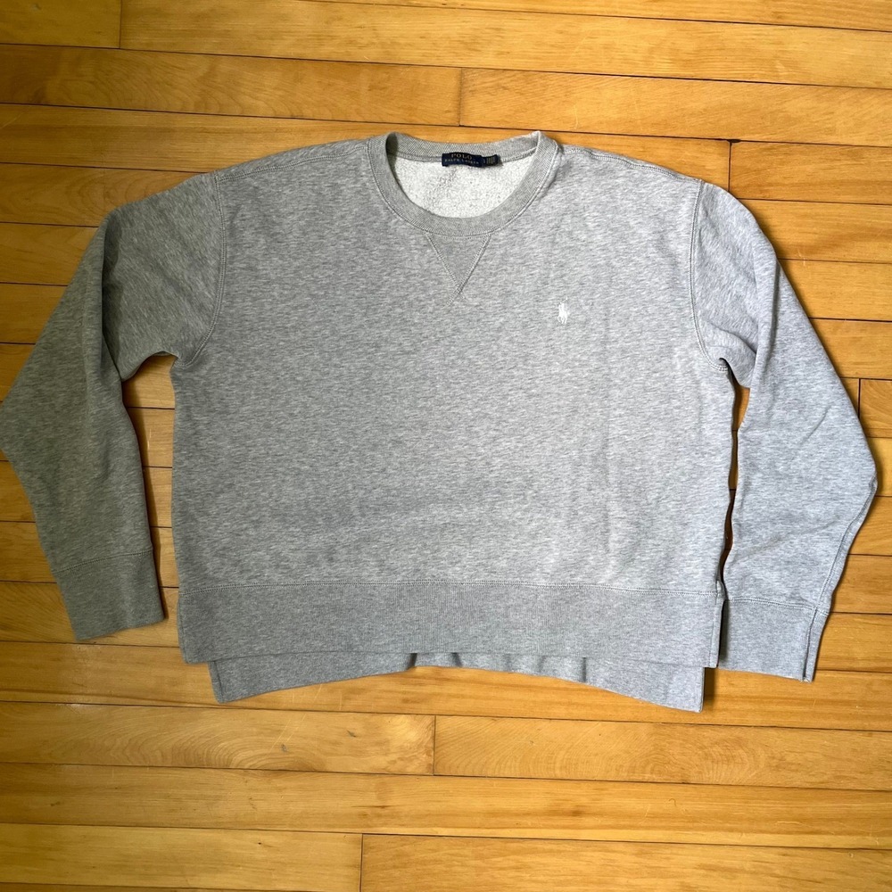 Polo Ralph Lauren Mens Gray Crewneck Sweatshirt Embroidered Pony Logo Large